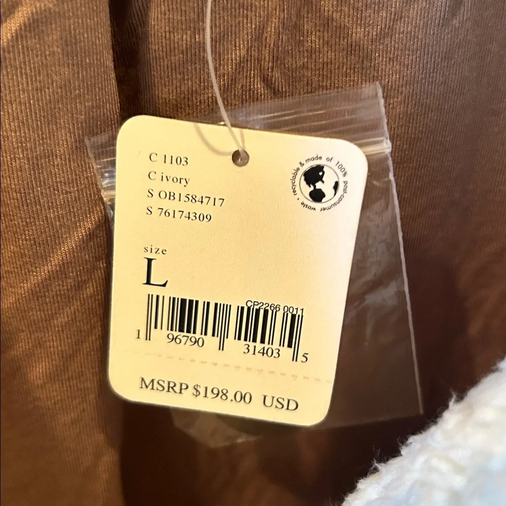 NWT FREE PEOPLE joplin cozy teddy Sherpa coat in ivory size large - Picture 8 of 13